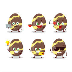 Brown easter egg cartoon character with various types of business emoticons