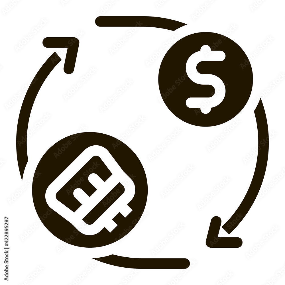 Wall mural cleaning cycle and money icon vector glyph illustration