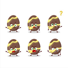 Cartoon character of brown easter egg with what expression