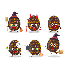 Halloween expression emoticons with cartoon character of deep brown easter egg