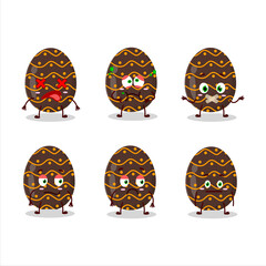 Deep brown easter egg cartoon character with nope expression