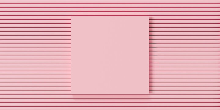Abstract pastel color background. 3d render of pink photo frame mockup template.