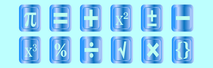 set of math symbol cartoon icon design template with various models. vector illustration isolated on blue background