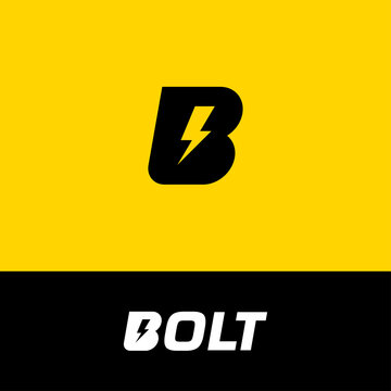 Letter B with thunderbolt logo for electrical technology vector illustration