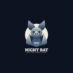 Vector Logo Illustration Night Bat Gradient Colorful Style.