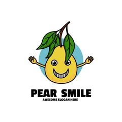 Vector Logo Illustration Pear Mascot Cartoon Style.