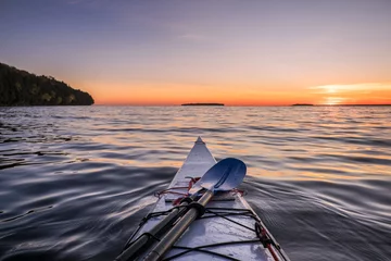 Peel and stick wall murals Lavender Kayaking at sunset on Green Bay, Peninsula State Park, Wisconsin, USA
