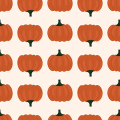 Cute simple seamless pattern with pumpkins. Illustration Harvesting, vegetables, healthy plant food, vegetarian, farm product. Packaging design, scrapbooking paper