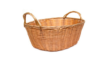 Bamboo basket on white background.