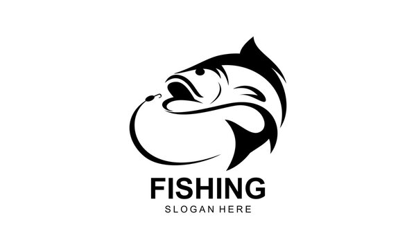 Vintage fishing logo template, uniqe fishing logo