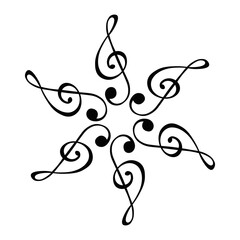 Musical Note Radial Pattern Vector on a white background - obrazy, fototapety, plakaty