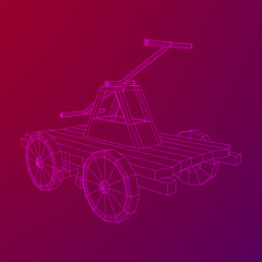 Handcar transportation. Draisine or rail vehicle. Wireframe low poly mesh