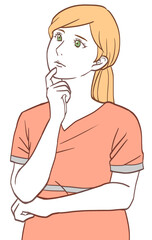 疑問を持つ歯科衛生士（シンプルカラーバージョン）