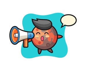 mars character illustration holding a megaphone
