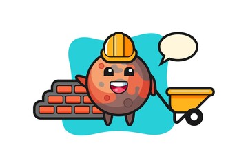 Cartoon character of mars as a builder