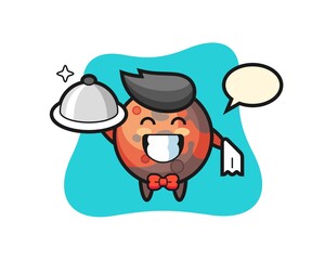 Character mascot of mars as a waiters