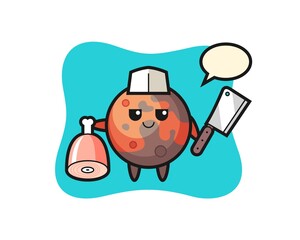 Illustration of mars character as a butcher