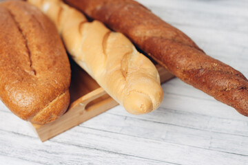 bread on a wooden table kitchen knife baking breakfast
