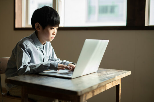 Boy Learning with PC