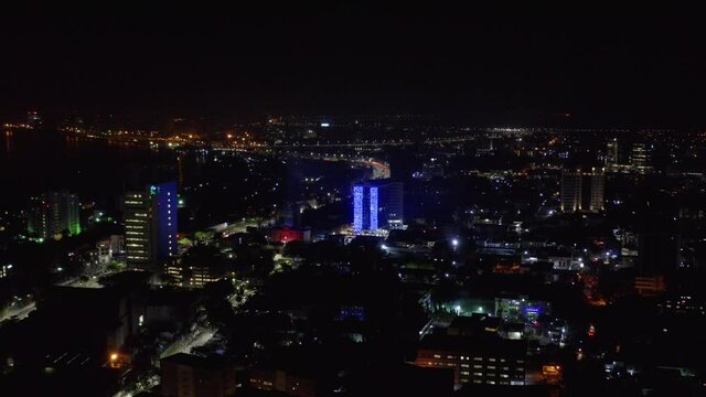 Night view of Lagos during the festive period with sparks of fireworks