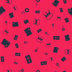 Set Mobile with fingerprint scan, Wrong key, Folder and lock and Bunch of keys on seamless pattern. Vector