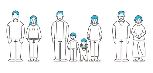 人物　立ちポーズ　家族　セット