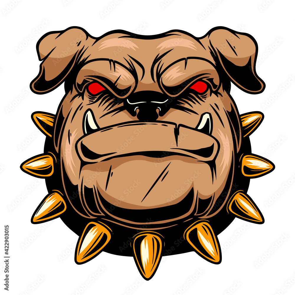 Wall mural illustration of angry bulldog head. design element for logo, label, sign, emblem, poster. vector ill