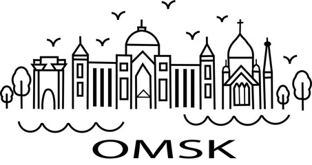 illustration in the art line style city of omsk