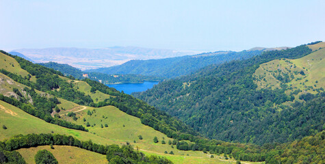 Fototapeta premium Beautiful mountain deer lake.