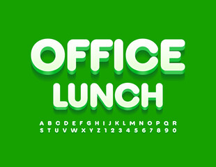 Vector concept template Office Lunch. Modern style Font. Set of Alphabet Letters and Numbers