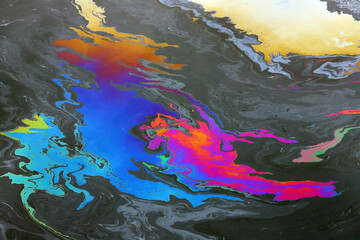 Krasivre oil spill on the sea.