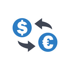 Dollar to euro currency exchange icon