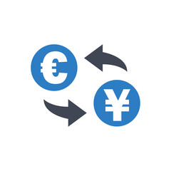 Obraz premium Euro to yen currency exchange icon