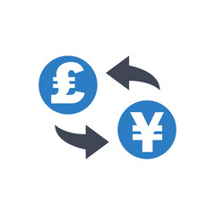 Fototapeta premium Pound to yen currency exchange icon
