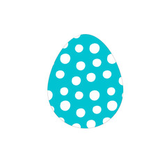 Blue Vector Easter egg with circles polka dot pattern isolated on a white background