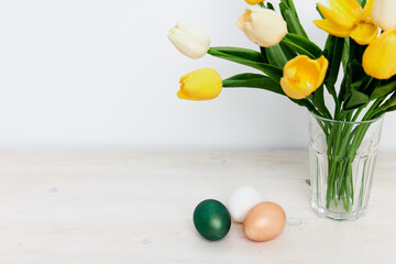 Yellow tulips easter holiday church traditions Yellow tulips easter holiday church traditions colorful eggs