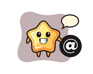 Cartoon Illustration of star standing beside the At symbol