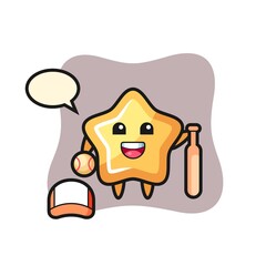Cartoon character of star as a baseball player