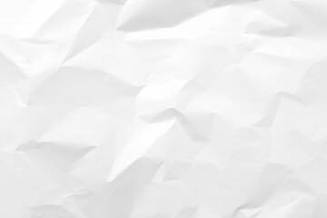 White crumpled paper texture background.