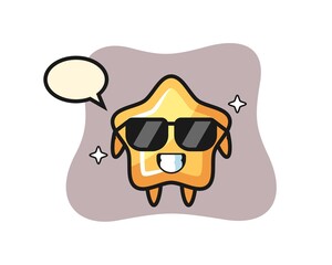 Cartoon mascot of star with cool gesture