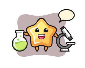 Mascot character of star as a scientist