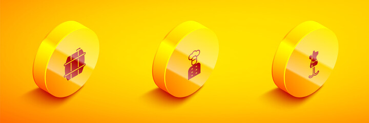 Set Isometric Barrel for wine, Italian cook and Mannequin icon. Vector