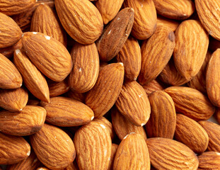 Close up of almond nuts as background.
