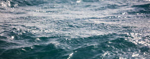 The smoothness of the water in the sea.