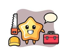 Illustration of star character as a woodworker
