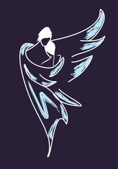 composition with a man and a woman who are surrounded by wings