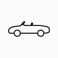 Simple line icon of a car. Cabriolet, roadster, convertible. Automobile outline pictogram.