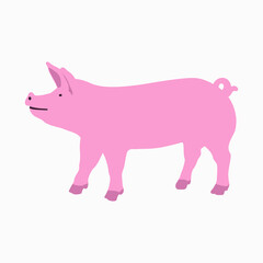 Simple vector illustration of a pig isolated on white background. Cartoon domestic animal illustration.