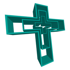 Cross symbol, sign and icon. Christian cross