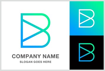 Geometric Square Letter B Business Company Vector Logo Design
